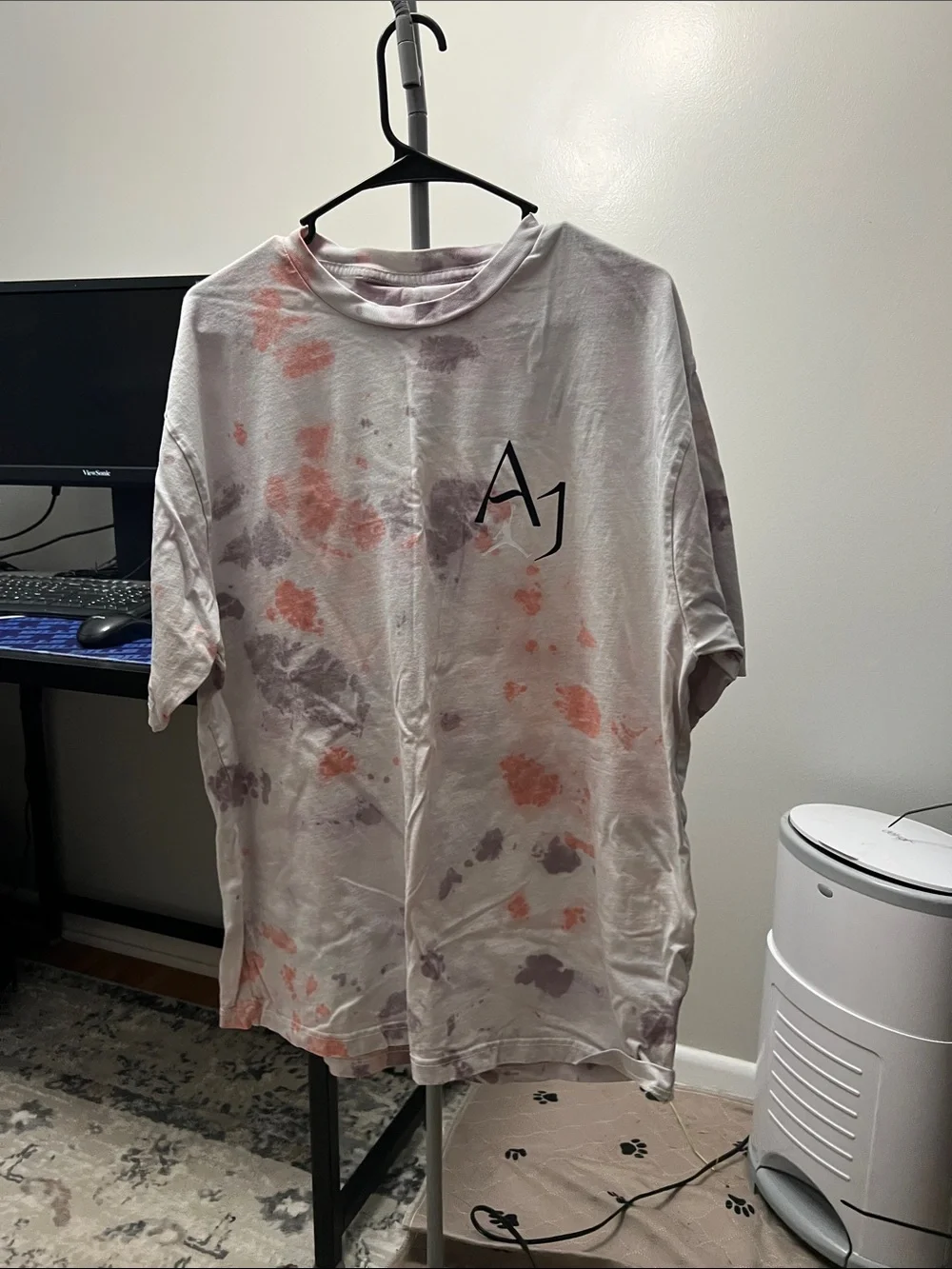 NWOT Jordan AJ Logo Tie-Dye Tee in Lavender and Coral